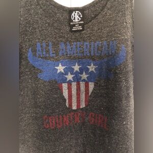 Recycled Karma Dark Gray Tank Top with All American country girl graphic